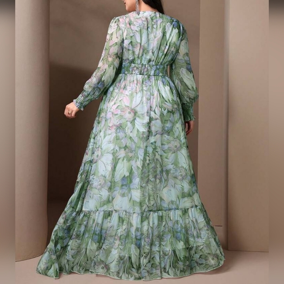 Floral Green Maxi Dress - Picture 2 of 5